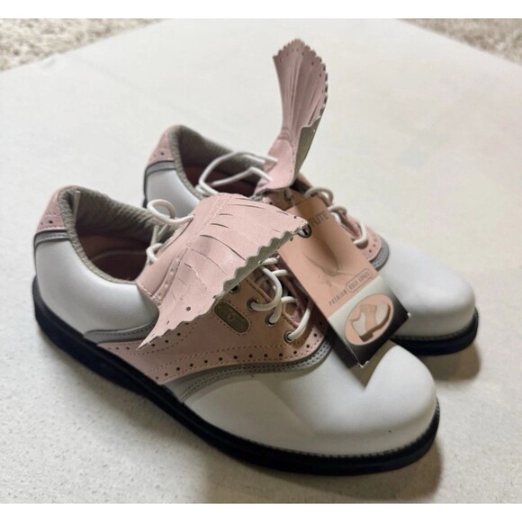 *BNWT* TOP FLITE Women Golf Shoes, Doral Kiltie White Pink Gray Size 7 Y2K - Picture 1 of 6